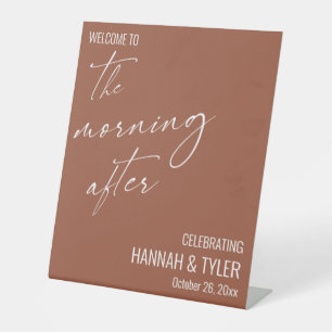 Welcome to The Morning After Brunch Terracotta Pedestal Sign