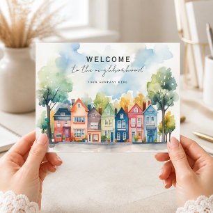 Welcome to the Neighbourhood Blue Green Townhouses Postcard