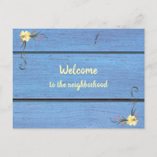 Welcome to the Neighbourhood Blue Wooden Planks Postcard