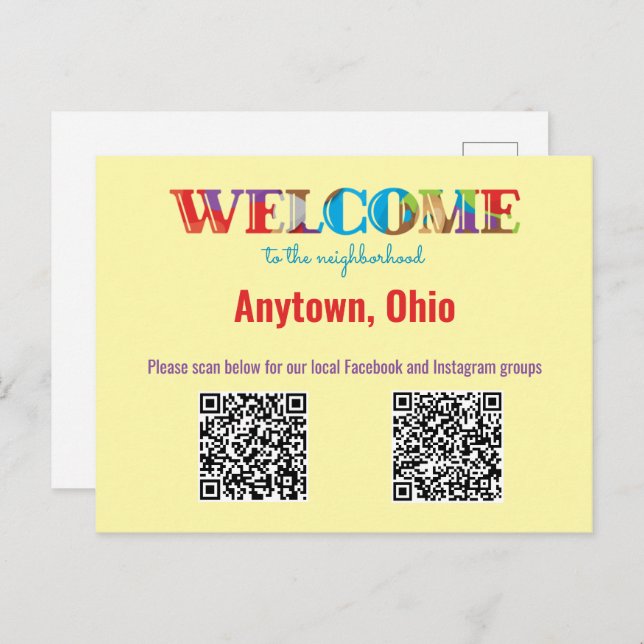 WELCOME to the Neighbourhood Custom QR Code Postcard (Front/Back)