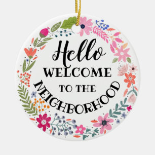 welcome to the neighbourhood new home note card ceramic ornament