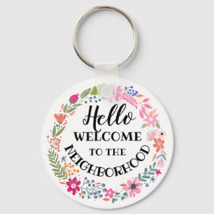 welcome to the neighbourhood new home note card key ring