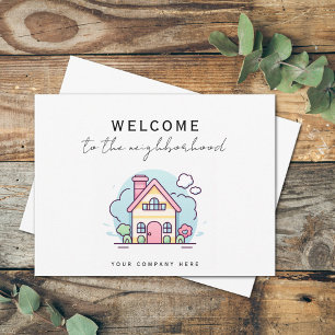 Welcome to the Neighbourhood Pastel Cottage Art Postcard
