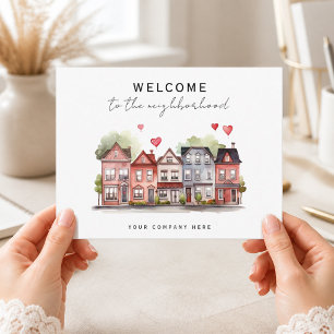 Welcome to the Neighbourhood Red Heart Row Houses Postcard