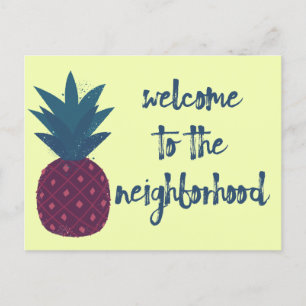 Welcome To The Neighbourhood Yellow Pineapple Postcard
