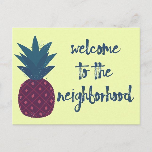 Welcome To The Neighbourhood Yellow Pineapple Postcard (Front)