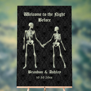 Welcome to the Night Before Elegant Skeletons Acrylic Sign