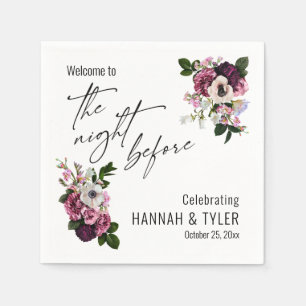 Welcome to The Night Before Realistic Pink Florals Napkin