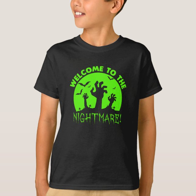 Welcome to the Nightmare Green Halloween T-Shirt (Front)