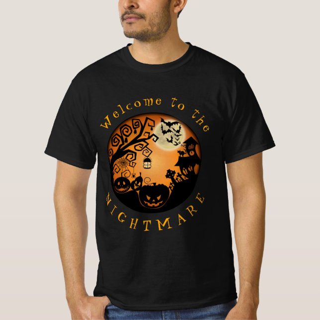 Welcome to the Nightmare Halloween Pumpkin Custom T-Shirt (Front)