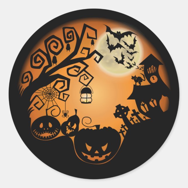 Welcome to the Nightmare Halloween Pumpkin Graphic Classic Round Sticker (Front)