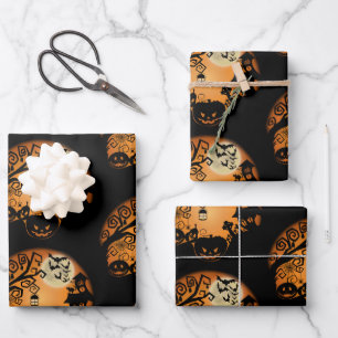 Welcome to the Nightmare Halloween Pumpkin Graphic Wrapping Paper Sheet