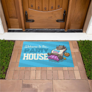 Welcome To The Party House Funny Rhino Cartoon Doormat