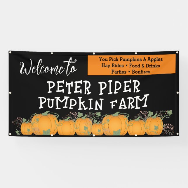 Welcome to the Pumpkin Patch Pumpkin Banner for  (Horizontal)