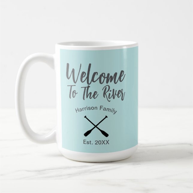 Welcome To The River custom family name Coffee Mug (Left)