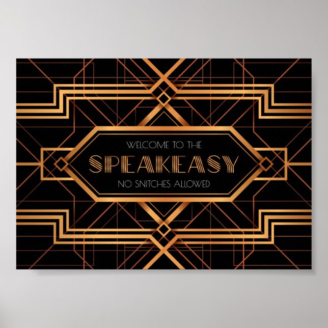 Welcome to the Speakeasy Party Sign (Front)