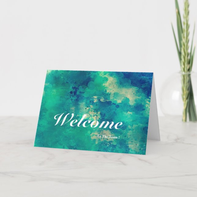 Welcome To The Team Blue Background Card (Front)