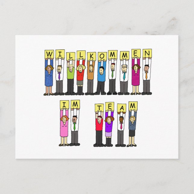 Welcome to the Team in German Postcard (Front)