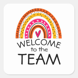 welcome to the team rainbow square sticker