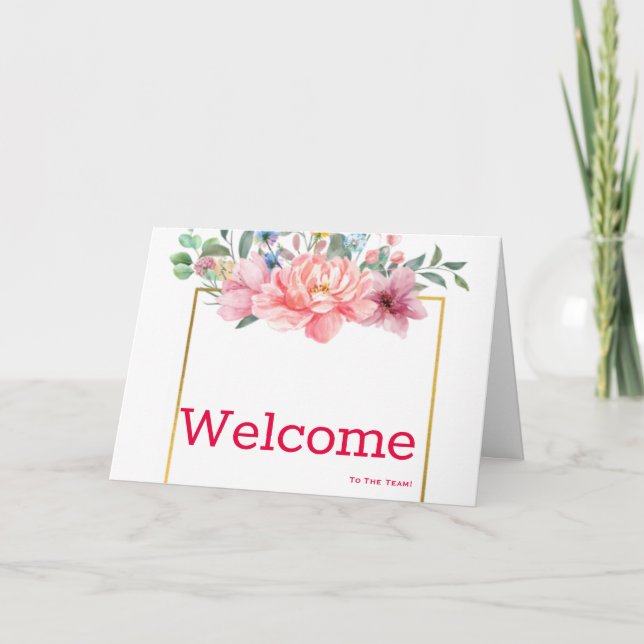 Welcome To The Team Swirl Floral Black & White Car Card (Front)