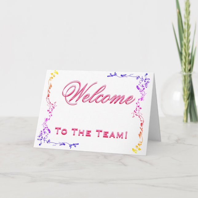 Welcome To The Team Swirl Floral Black & White Card (Front)