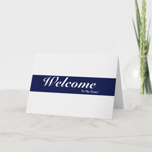 Welcome To The Team White Minimal Navy Blue Badge Card (Front)