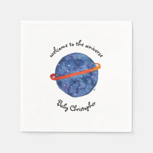 welcome to the universe space galaxy baby shower napkin