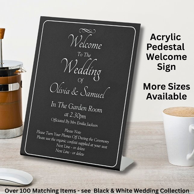 Welcome to the Wedding Black White Infinity Scroll Pedestal Sign (Creator Uploaded)