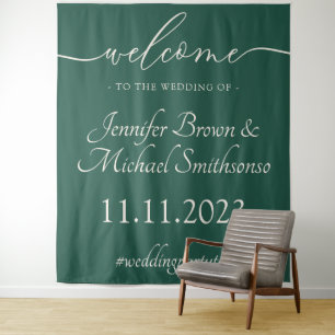 Welcome to the wedding Christmas Green Tapestry
