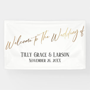 Welcome to the Wedding Gold Handwriting Typography Banner