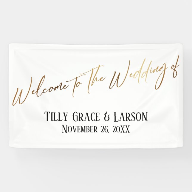 Welcome to the Wedding Gold Handwriting Typography Banner (Horizontal)