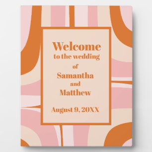 Welcome to the Wedding Mid Century Pink Orange Plaque