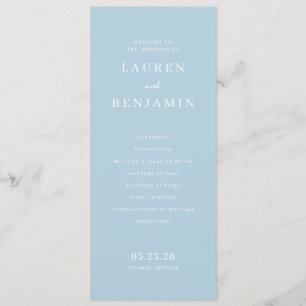 WELCOME TO THE WEDDING Minimalist Blue Serif Program