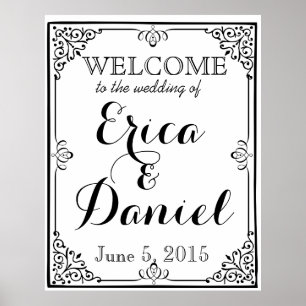 welcome to the wedding of poster sign chalkboard