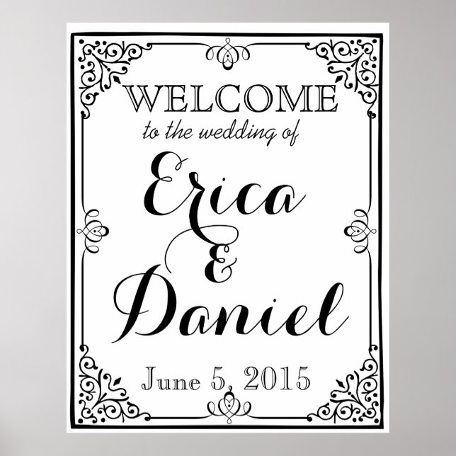 welcome to the wedding of poster sign chalkboard (Front)