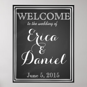 Welcome to the wedding of poster sign chalkboard