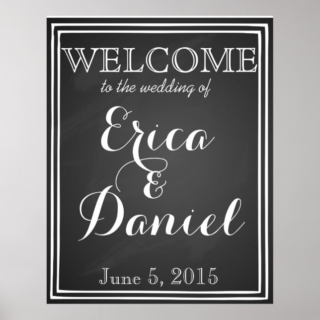 Welcome to the wedding of poster sign chalkboard (Front)