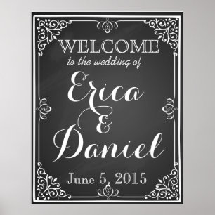 welcome to the wedding of print sign chalkboard