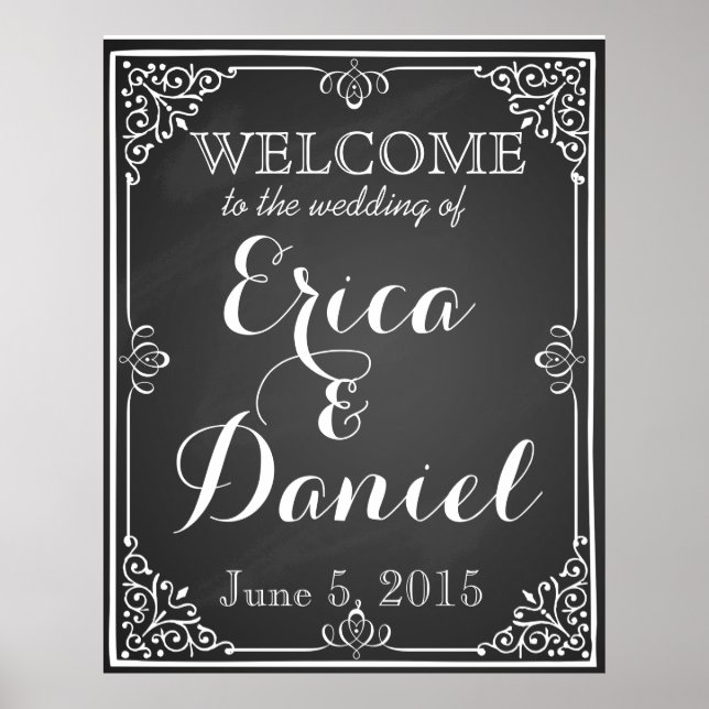 welcome to the wedding of print sign chalkboard (Front)