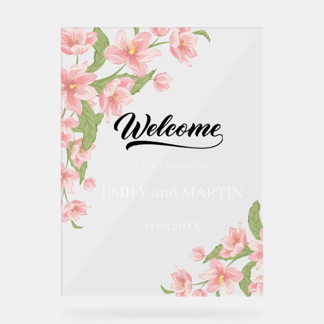 Welcome to the wedding; Personalised Acrylic Sign (Front)