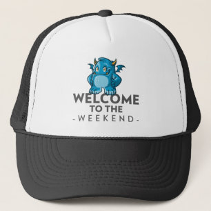 Welcome to the Weekend with blue Monster Trucker Hat