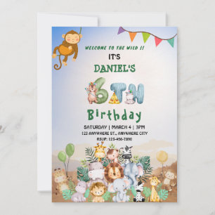 Welcome To The Wild Kids Safari Zoo Birthday Invitation