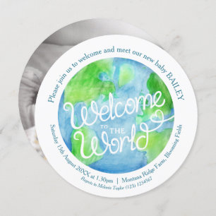 Welcome to the world art custom baby photo reverse invitation