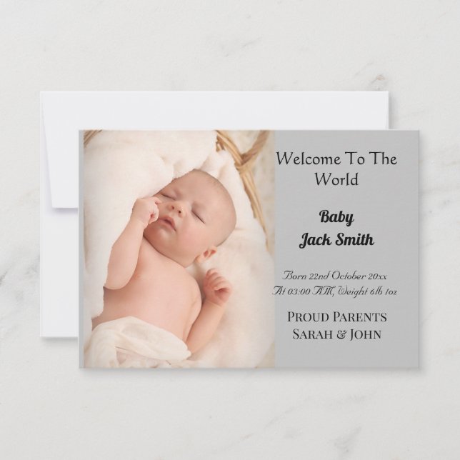 Welcome To The World Baby Birth Announcement Card (Front)