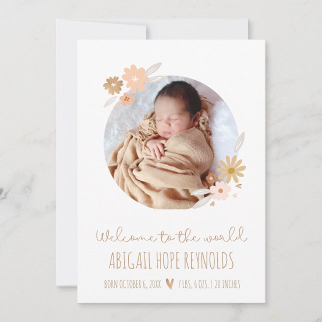 Welcome to the World Baby Birth Photo Annoucement (Front)