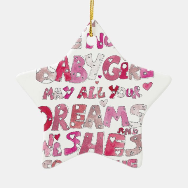 Welcome To The World Baby Girl Ceramic Ornament (Front)