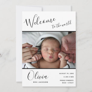Welcome to the World Baby Photo Birth Announcement