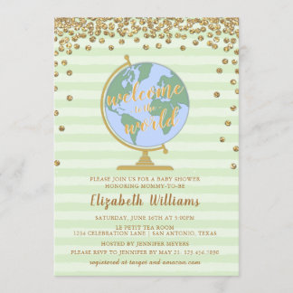 Welcome to the World Globe Baby Shower Invitation