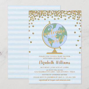 Welcome to the World Globe Baby Shower Invitation