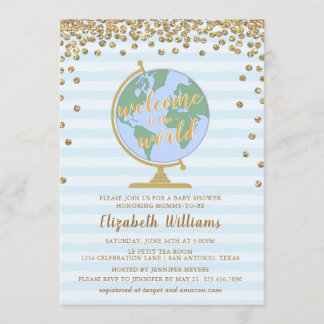 Welcome to the World Globe Baby Shower Invitation